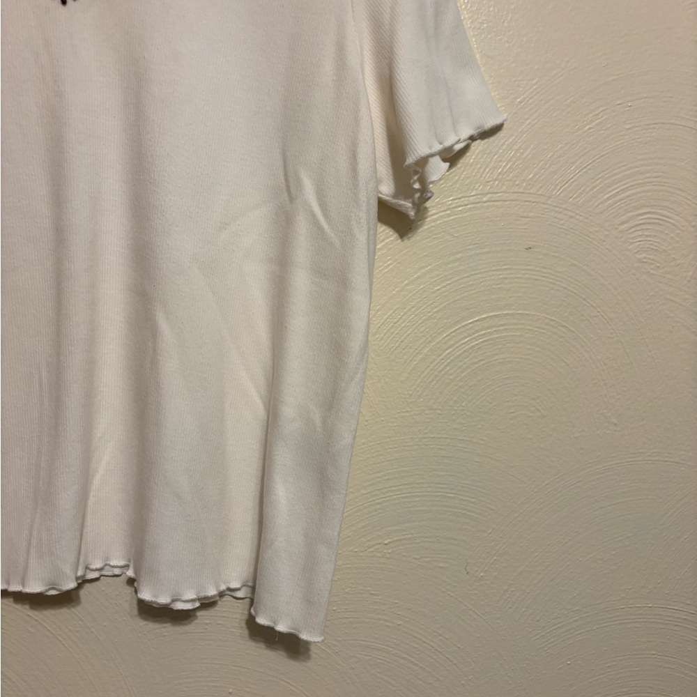 Alfred Dunner White Tee with Embellished Neckline - Picture 6 of 7